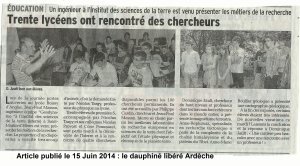 Une classe de 1ère S en visite à ISTerre