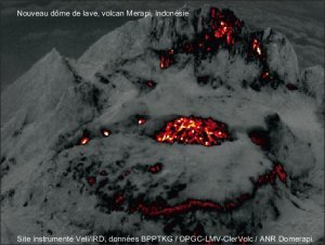 Sortie du dôme de lave au Merapi (Indonésie)