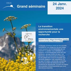 [Grand Séminaire OSUG] La transition environnementale une opportunité pour la recherche